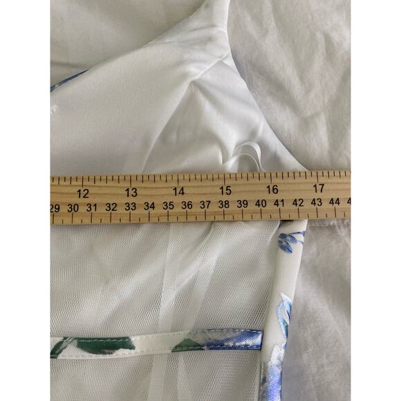 City Studio Floral-Metallic Print Mesh-Insert Skater Dress - Picture 8 of 11